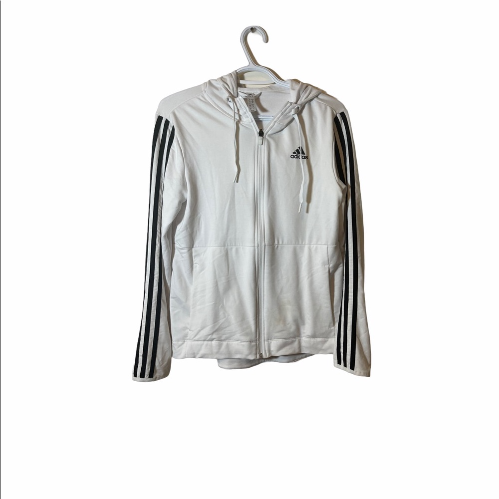 Adidas White Zip Up Hoodie